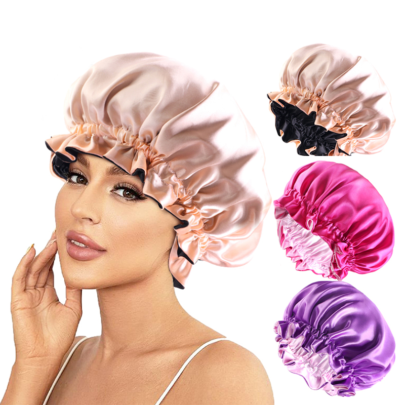 Hair Spa Wellness - Новый однотонный эластичный двухслойный атласный чепчик,